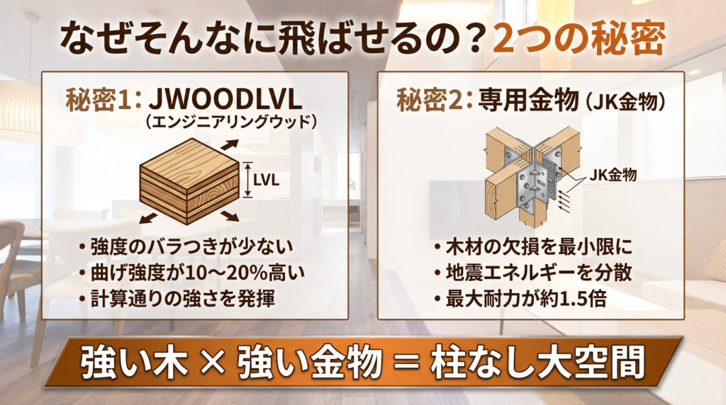 木造で「柱のない30畳リビング」は可能？鉄骨並みの大空間を実現するJWOOD工法のスパン飛ばし